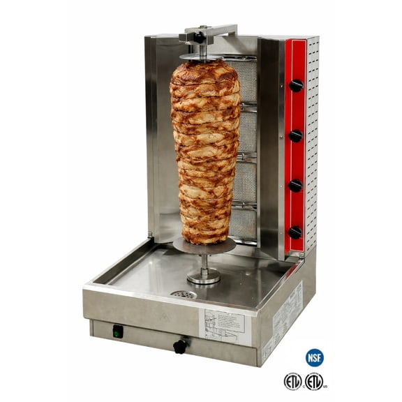 Commercial Shawarma Machine 38,5000 BTU Vertical Rotisserie Broiler, Gas/Propane Doner Kebab Grill, Stainless Steel, 21"x23"x37"