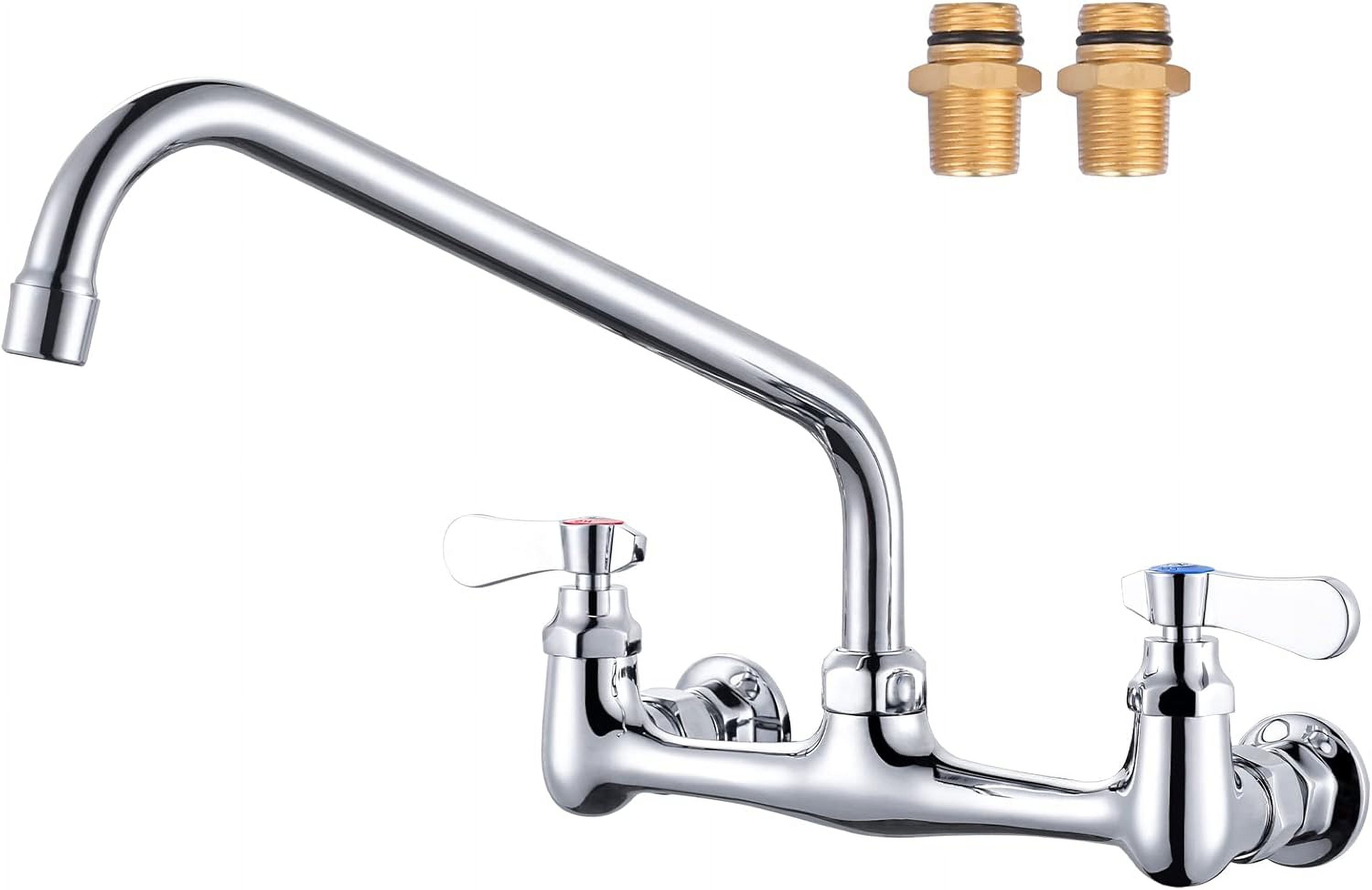 Commercial Sink Faucet with 12” Swivel Spout, 8" Center Wall Mount ...