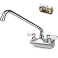thumbnail image 1 of Commercial Sink Faucet 12" Swivel Spout, Wall Mount Kitchen Hand Sink Faucet with 4 Inch Center, 1/2" NPT Male Inlet, Brass Constructed & Chrome Polished, Dual Lever Handles, 1 of 16