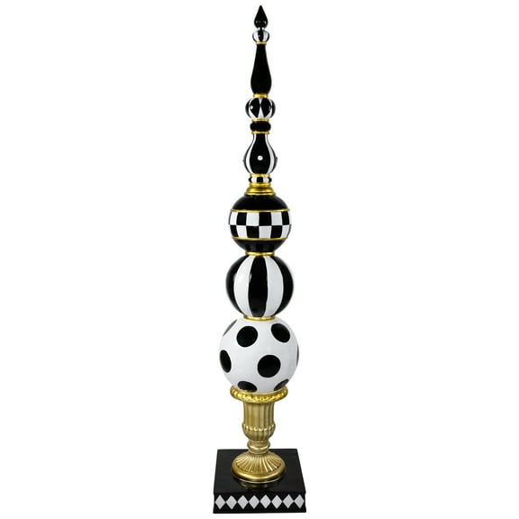 Commercial Size Ball Finial Christmas Decoration - 71.25" - Black and White