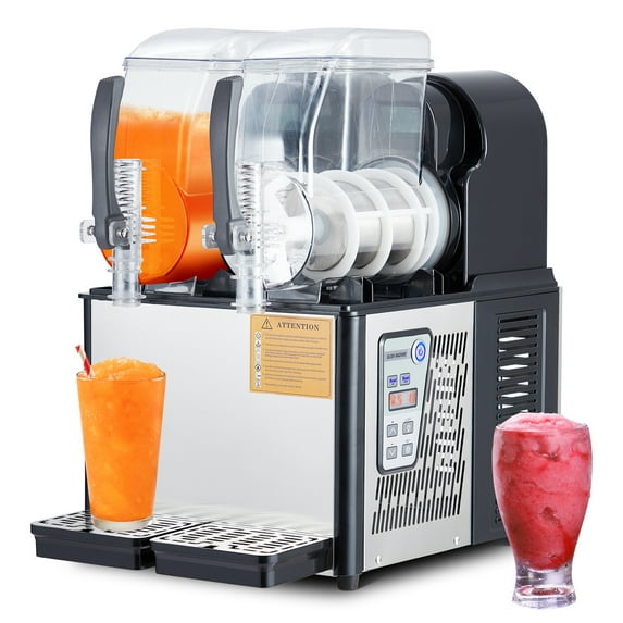 Commercial Slushie Machine 4L*2 Tanks Frozen, 370W 110v Margarita Machine for Cocktail, Stainless Steel Slushy Machine With Self-Cleaning, Frozen Drink Maker Smoothie Machine Home Bar Party