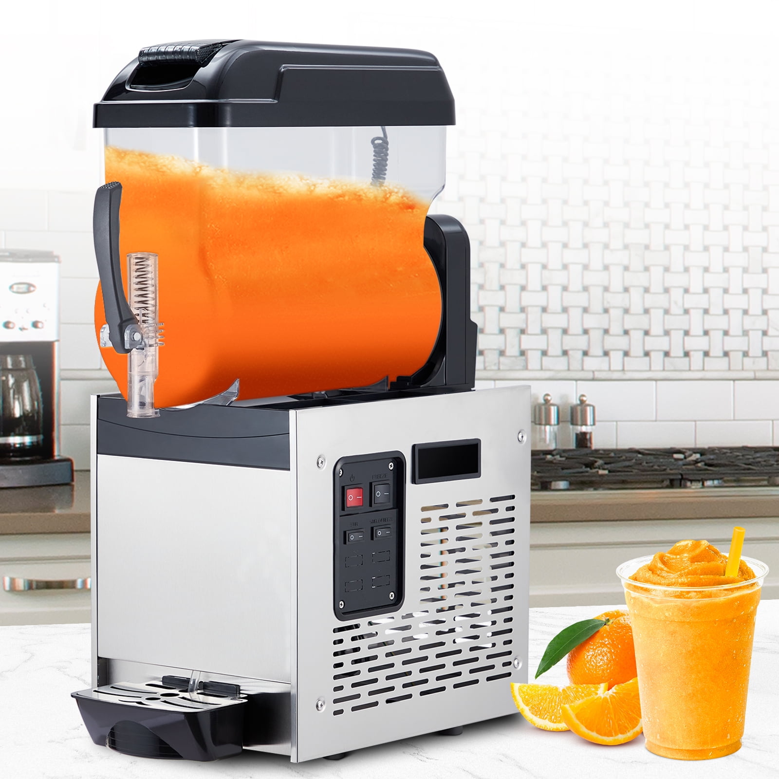 Commercial Slushie Machine, 500W Frozen Drink & Margarita Maker, Single Tank Slushy Machine for Bar, Cafe, ICE 12L/15L