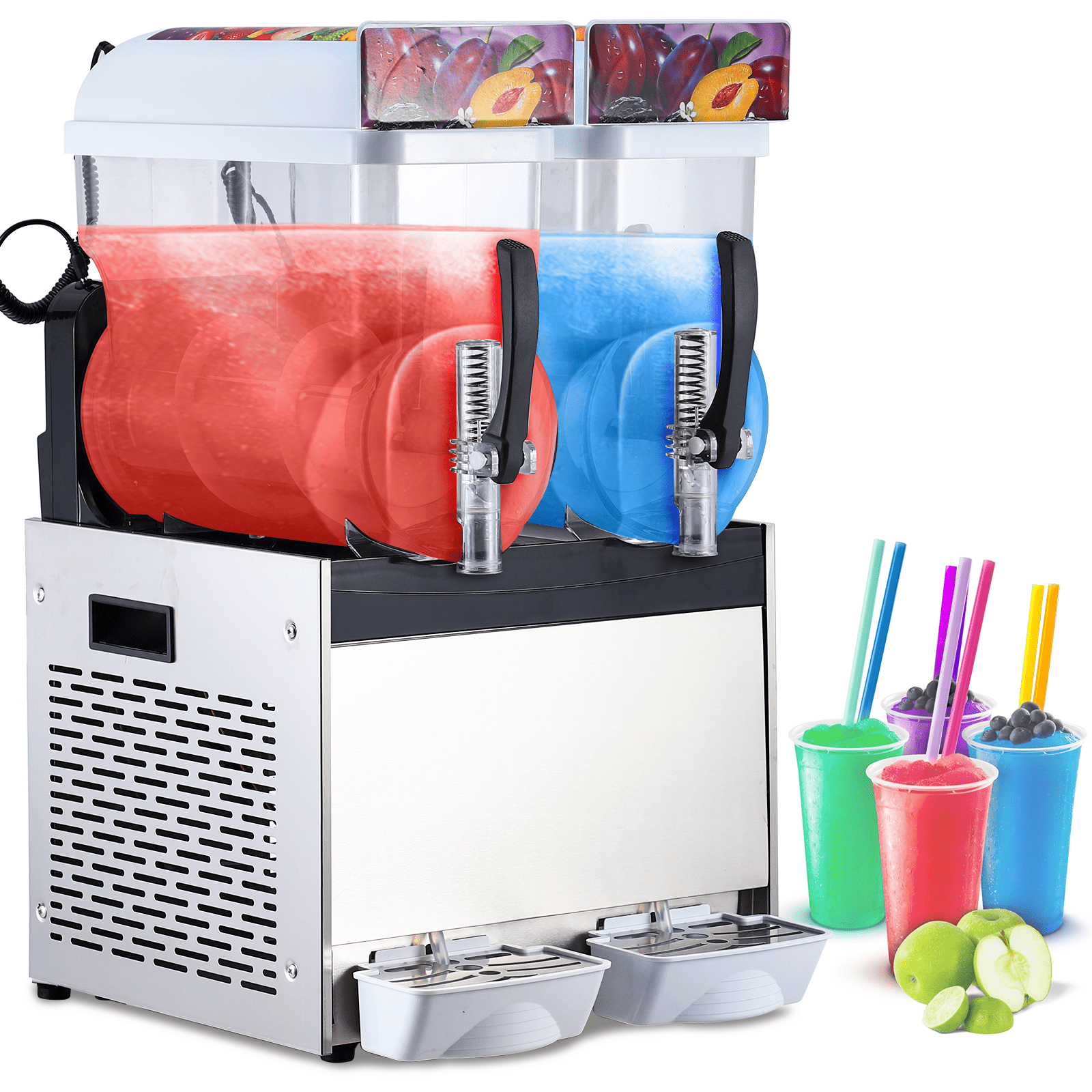 Commercial Slushie Machine, 500W Frozen Drink & Margarita Maker, Single Tank Slushy Machine for Bar, Cafe, ICE 12L/15L