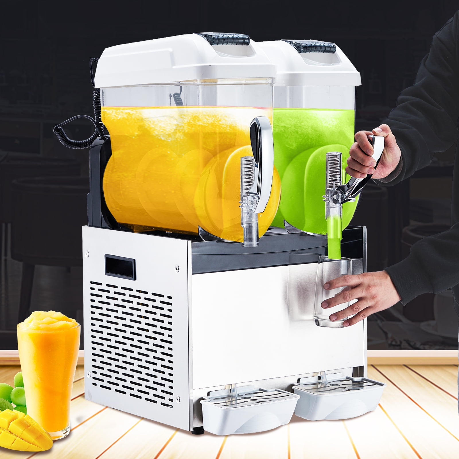 Commercial Slushie Machine, 500W Frozen Drink & Margarita Maker, Single Tank Slushy Machine for Bar, Cafe, ICE 12L/15L