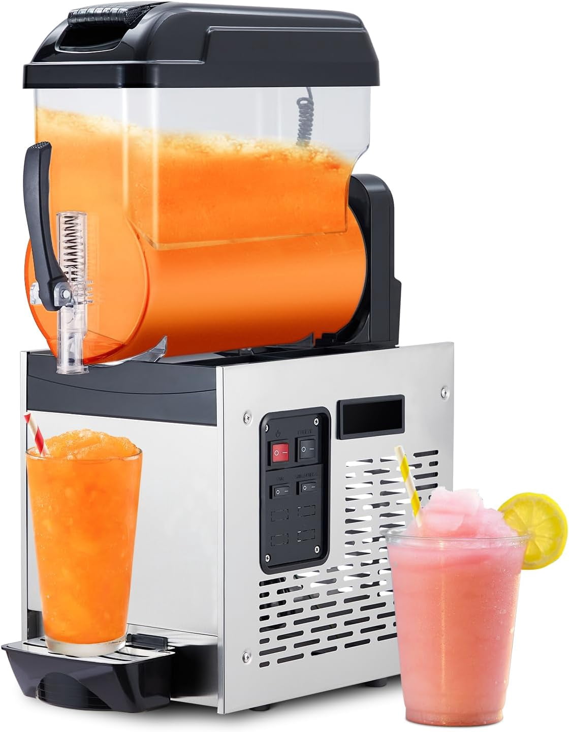 Commercial Slushy Machine, 12L/3.2 Gal Frozen Margarita Machine Smoothie, Self-Cleaning, 500W Stainless Steel Slushie Machine for Snow Melts, Cocktails, Homes, Coffee Shops, Restaurants