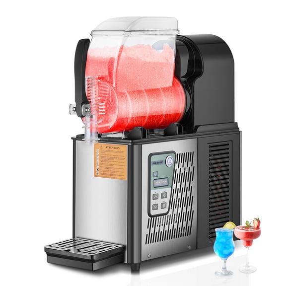 Commercial 4L Single Tank Slushy Machine, 16 Cups Stainless Steel Frozen Drink Maker for Margaritas, Smoothies, Iced Coffee, Party, Cafe, Bar Use with Adjustable Temperature Control