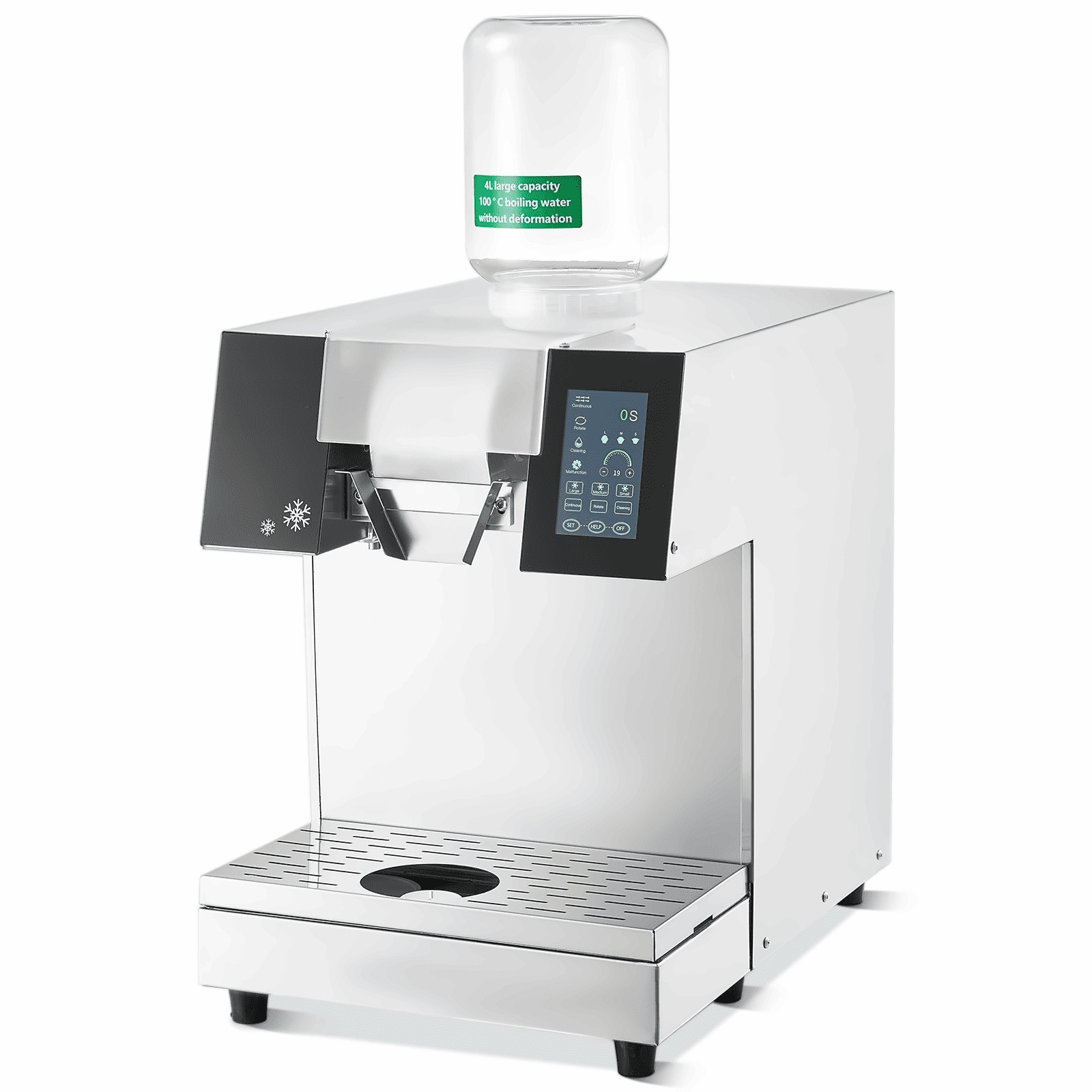 Commercial Snowflake Ice Machine 397LBS/24H, Stainless Steel Ice Cream Maker, Liquid-Cooled, Fast Cooling, Adjustable Ice Texture for Cafe & Bakery