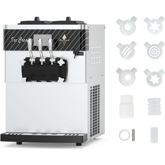 Commercial Soft Ice Cream Maker, Commercial Ice Cream Maker 2450W, 5.8-7.9Gal Per Hour, 2 X 7 Liters of Rangers, LED Display, Provide 3 Flavors for Cream Shops, Restaurants Snack Bar, Café, Bars