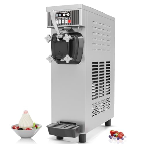 Hopper Machine Valves Commercial Soft Serve Ice Cream Machine, 21.2 QT/H Yield, 1500W Single ...