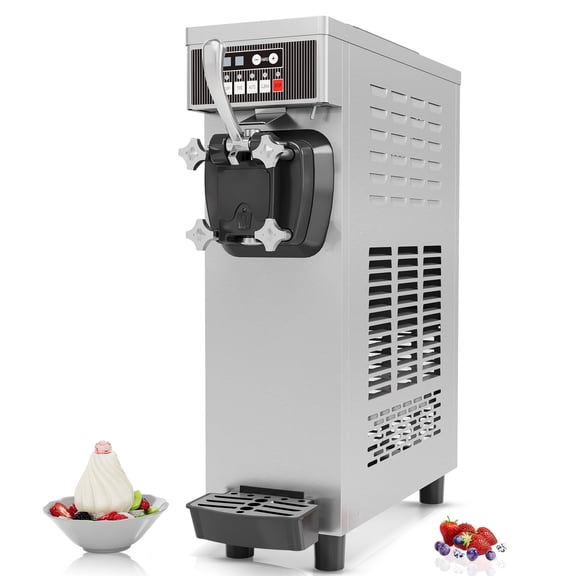 Commercial Soft Serve Ice Cream Machine - 21.2 QT/H Yield, 1500W Single-Flavor Countertop Maker with 6L Hopper, Touchscreen & Auto-Clean | Perfect for Restaurants & Snack Bars