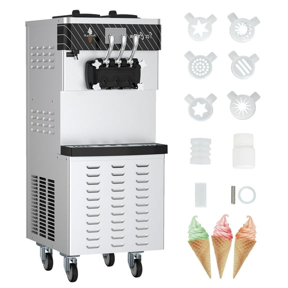 Commercial Soft Serve Ice Cream Machine-2200W Commercial Ice Cream Maker, Fast Cooling, One-Click Cleaning for Cafe, Restaurant and Bars