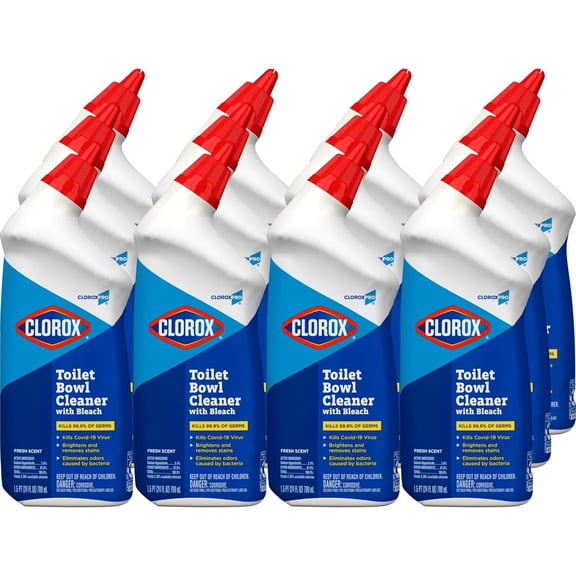 Commercial Solutions, Clorox Manual Toilet Bowl Cleaner with Bleach, Automatic Toilet Cleaner, Fresh Scent, 24 Ounces (Pack of 12) - 00031