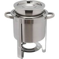 Commercial Soup Chafer, 4L/4.2Qt 800W Stainless Steel Electric Soup Warmer with Lid, Countertop Soup Bucket Round Pot for Parties Buffet, Electric Heating Plate & Fuel Holder