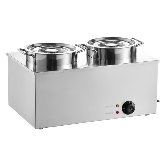Commercial Soup Warmer - 2 x 6.34Qt Soup Station - Electric Buffet Food Warmer - Adjustable Temp 86-185F - Stainless Steel