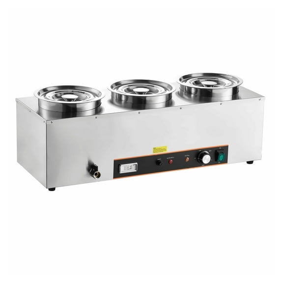 Commercial Soup Warmer 3x6.34Qt - Electric Soup Station for Buffet - Stainless Steel Soup Kettle Warmer with Temperature Control