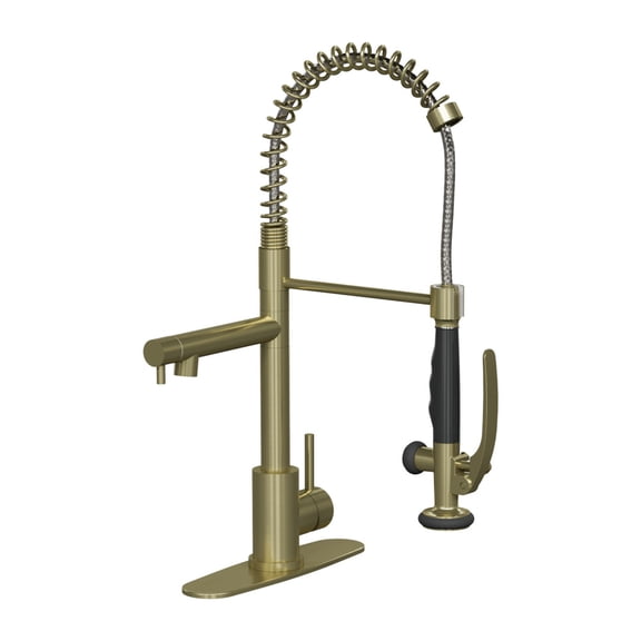 Commercial Spring Coil Kitchen Sink Faucet Pull Down Sprayer Single Lever Stainless Steel Brushed Gold Tap
