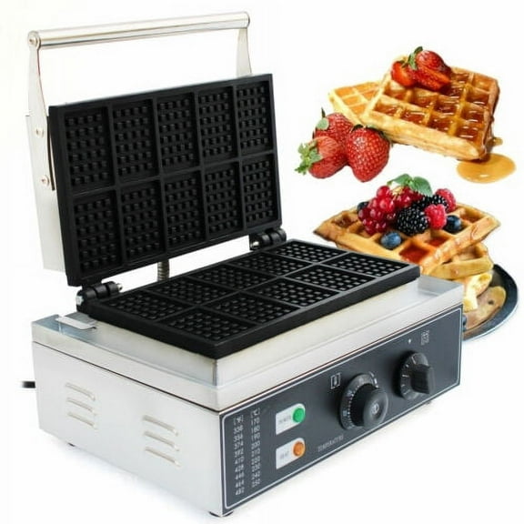 Commercial Square 10 Slice Waffles Maker Baking Machine Stainless Steel Nonstick