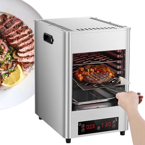 Commercial Stainless Countertop Oven,Electric Portable Steak Grill,8 Gears Adjustable Temperature Max 800- 30min Timing - 8 Layer Grill,for Beef/Vegetables-5 Min Preheating