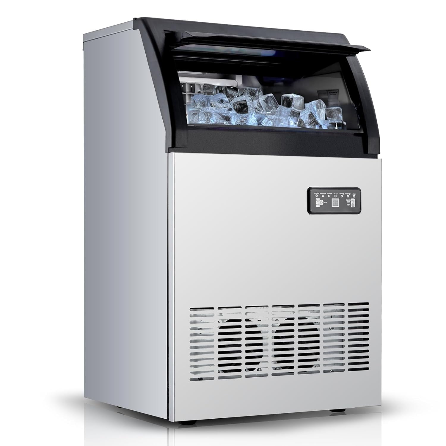 Commercial Stainless Steel Under Counter Ice Maker Machine with Digital Display, Large Capacity Bin, Suitable for Bar, Restaurant, Office, and Home Use
