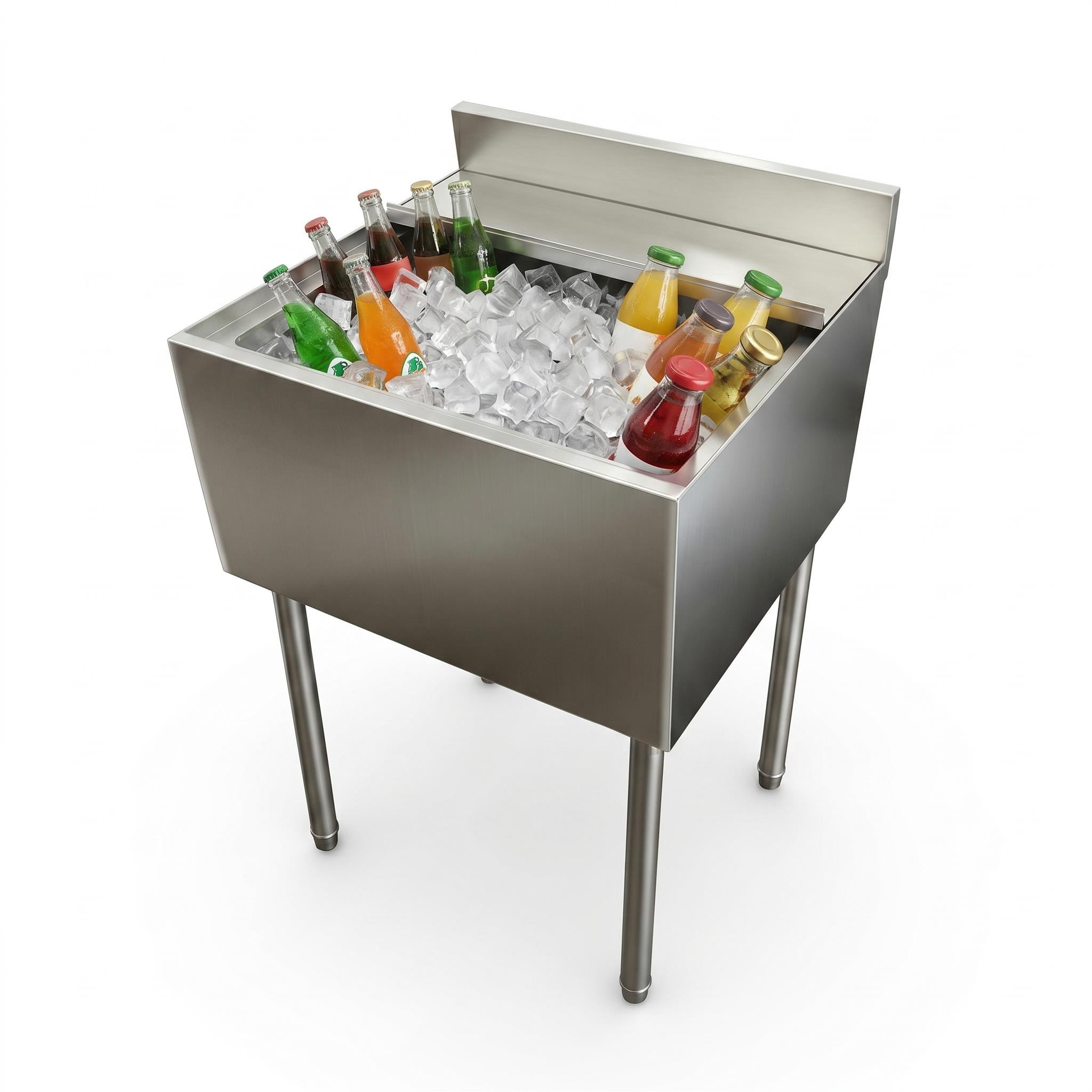 Commercial Stainless Steel Underbar Ice Bin with Sliding Lid and Bottle Holders,50L Ice Chest,Sliding Lid Ice Bin,Stainless Steel Ice Bin for Cafe Daily Use
