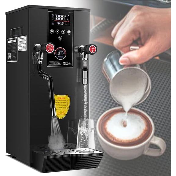 Commercial Steam Milk Frother, 12L Boiling Water Machine, Electric Milk Frothing Machine, with 2 Lcd Temperature Display, for Coffee Shop, Dessert Shop