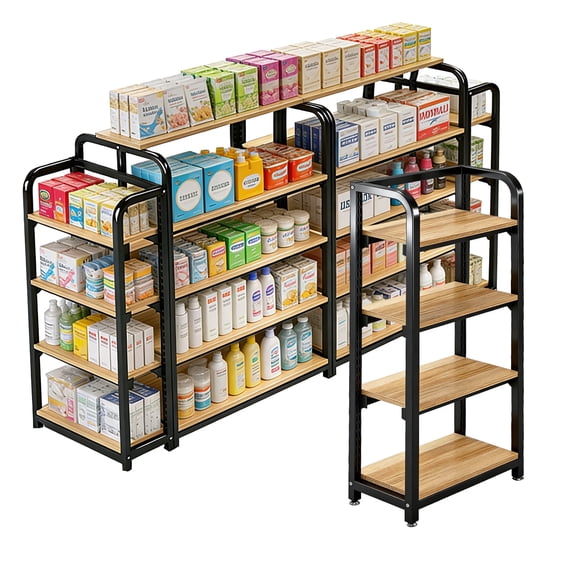 Commercial Supermarket Shelf,Candy Display Rack, Supermarket Shelves Center Island Cabinet, Garage Shelving Heavy Duty, for Stores, Supermarkets, Drugstores (End Cap 23.6 * 11.8 * 48.5in)