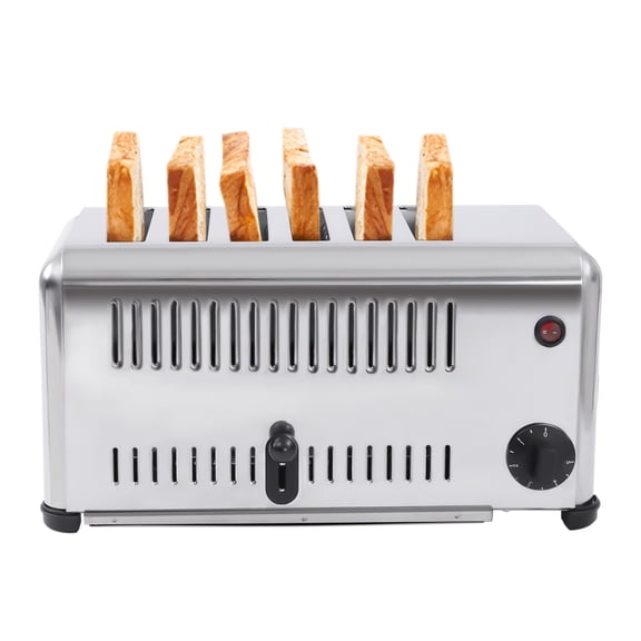 Commercial Toaster 6 Slice 1680W, Stainless Steel Bread Toaster with Timer 1-5min, for Home Kitchen Restaurant, High Speed