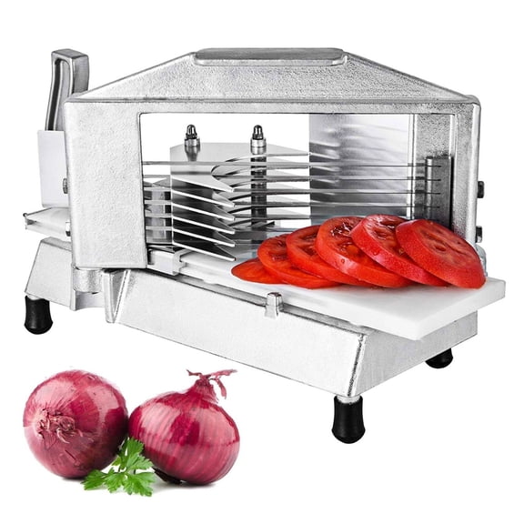 Commercial Tomato Slicer 3/8 Inch Heavy Duty Tomato Cutter with Cutting Board for Restaurant & Home Use - 2 Handle Vegetable Slicer
