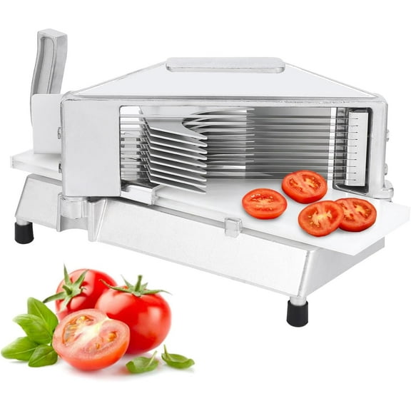 Commercial Tomato Slicer， Stainless Steel 1/4" Precision Cut w/ Integrated Cutting Board - For Restaurant & Home Kitchen