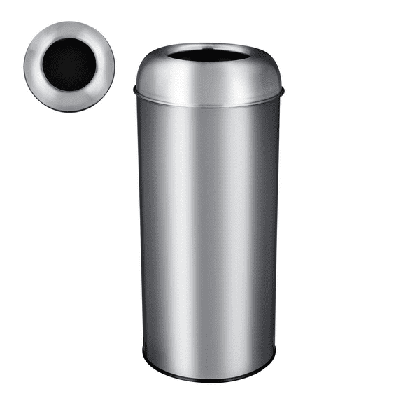 Commercial Trash Can 65L/17 Gallon, Open Top Trash Can, Heavy Duty Tall Trash Can Brushed Stainless Steel, Round Open Top Waste Bin, for Kitchen Home, Office, Restaurant, Restroom
