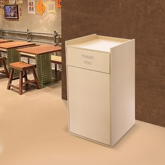 Commercial Trash Can, Modern Wood Color Trash Can, Trash Can Cabinet For restaurants, cafeterias, food courts, schools