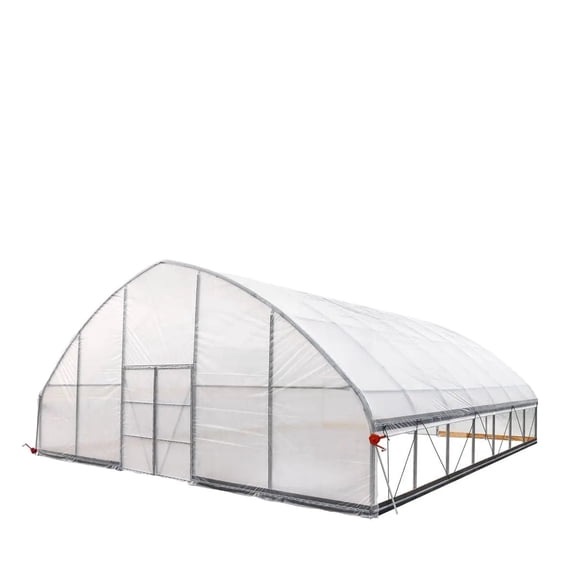 Commercial Tunnel Greenhouse, 30' x 30', with 6 Mil Clear Poly Covers and Roll-Up Sides, TMG-GH3030