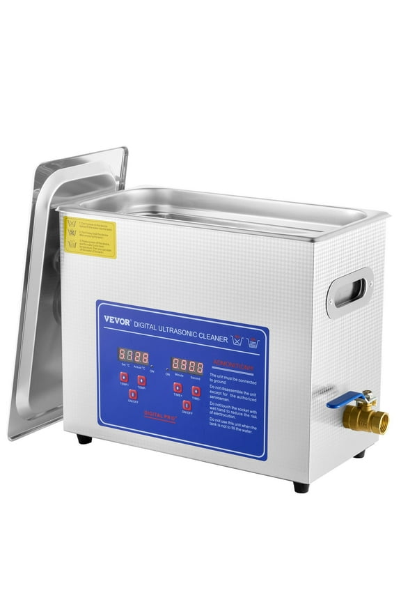 Commercial Ultrasonic Cleaner 6L with 40kHz Frequency, Digital Timer & Heater, Stainless Steel Tank, Professional Cleaning Machine for Jewelry, Watches, Instruments