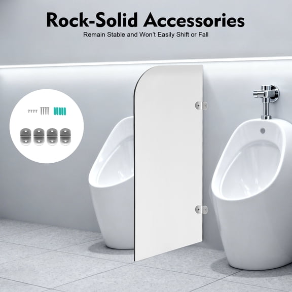 Commercial Urinal Partition Panel 15.75" x 35.43" Light Grey HPL Phenolic Privacy Screen with Stainless Steel Brackets