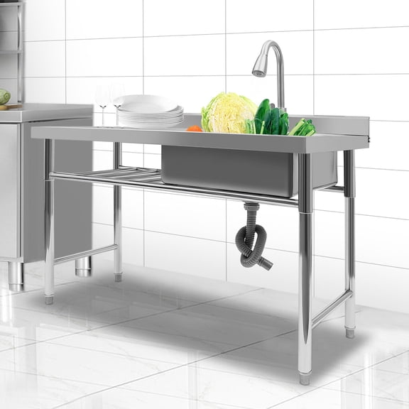 Commercial Utility Prep Sink Kitchen Sink 1 Compartment & Drain Stainless Steel