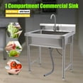 thumbnail image 1 of Commercial Utility Prep Sink Stainless Steel 1 Compartment W/Basins Backsplash, 1 of 24
