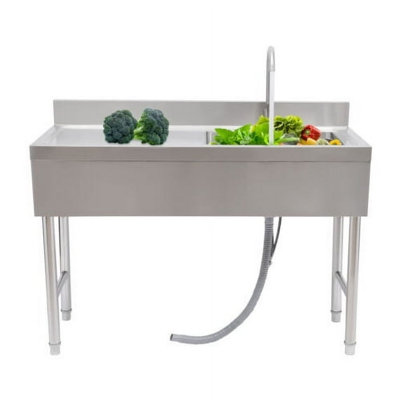Restaurant Kitchen Commercial Sink Set Free Standing Stainless-Steel Single Bowl