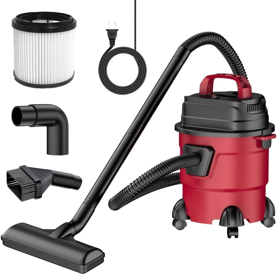 Commercial Vacuum Cleaner with 2 Peak Horsepower Suction, Lightweight 3-in-1 Wet/Dry Vacuum with Hair Dryer and Wall-Mounted Design for Cleaning Cars, Boats, Pet Hair, and Hard Floors