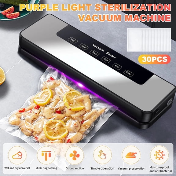 Commercial Vacuum Sealer Machine with 30 Free Bags  Automatic Food Saver for Meat, Vegetables, Snacks  Compact & Portable, One-Touch Sealing, LED Display, Overheat Protection