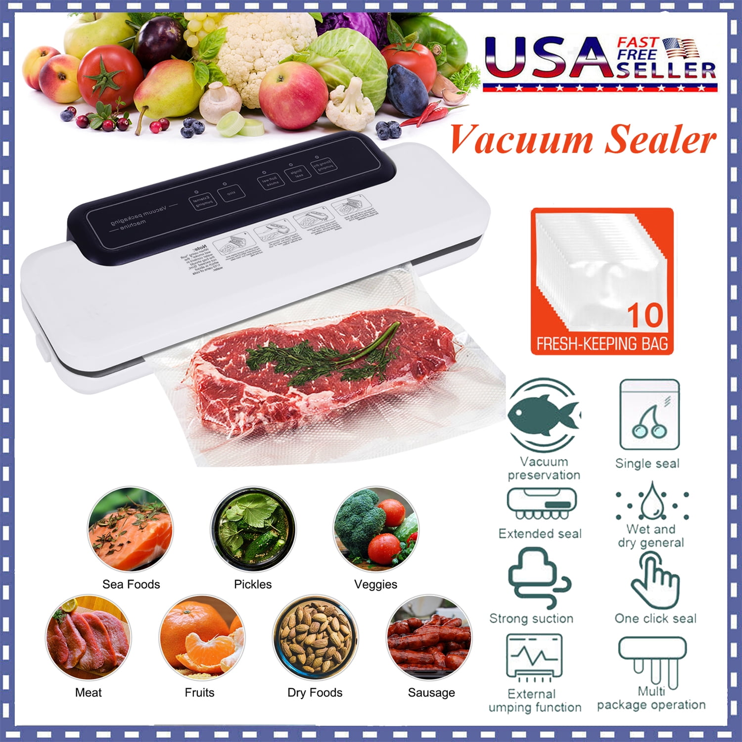 Automatic Commercial Vacuum Sealer Machine, Fast Packing, Seal a Meal