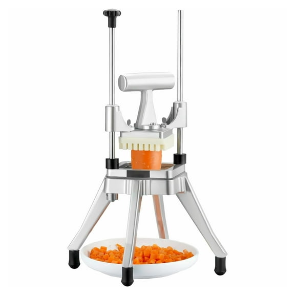 Commercial Vegetable Chopper 1/4" Blade - Heavy Duty Food Dicer for Restaurant & Home Kitchen, Stainless Steel Onion, Potato, Tomato & Fry Cutter