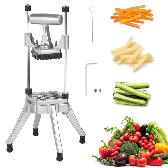 Commercial Vegetable Chopper Food Dicer Heavy Duty Stainless Steel Blade Aluminum Frame Manual Onion Potato Pepper Cutter Machine For Restaurant Kitchen Prep Silver