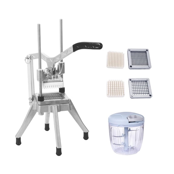 Commercial Vegetable Chopper Food Dicer Heavy Duty Stainless Steel Blade Aluminum Frame Manual Onion Potato Pepper Cutter Machine For Restaurant Kitchen Prep Silver