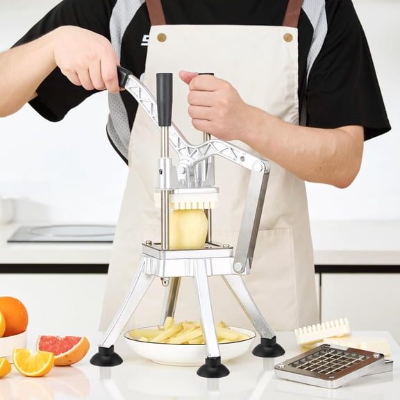 Commercial Vegetable Chopper Potato Dicer Stainless Steel French Fry Cutter with 3 Blades for Restaurants Home Kitchen