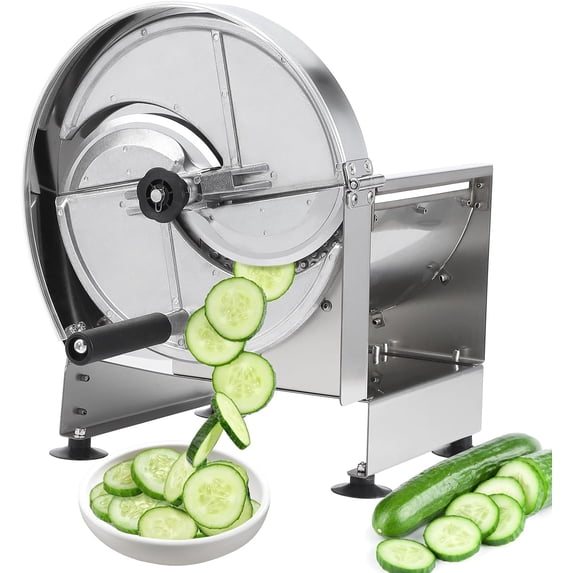 Commercial Vegetable Slicer Manual Potato Tomato Slicing Machine Onion Slicer Stainless Steel Vegetable Cutter Fruit Slicer for Potato Lemon Tomato Onion, 0.2-10mm Thickness Adjustable