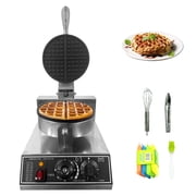 Commercial Waffle Maker 1200W, Round Belgian Waffle Iron with Digital Timer & Adjustable Temperature Control 122-572 F, Steel Belgian Waffle Iron for Restaurant Bakery Snack Bar Family