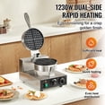 thumbnail image 1 of Commercial Waffle Maker, 1230W Round Waffle Baker Machine, Non-Stick Stainless Steel Belgian Waffle Iron with Temperature and Time Control, Handle, for Restaurant Bakery Snack Bar Family, 1 of 6