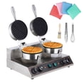 thumbnail image 1 of Commercial Waffle Maker, Electric Waffle Making Machine, Non-Stick Waffle Iron Machine 50-250℃ 110V 2400W for Home, Restaurant and Snack Bar - 2 Heads, 1 of 7