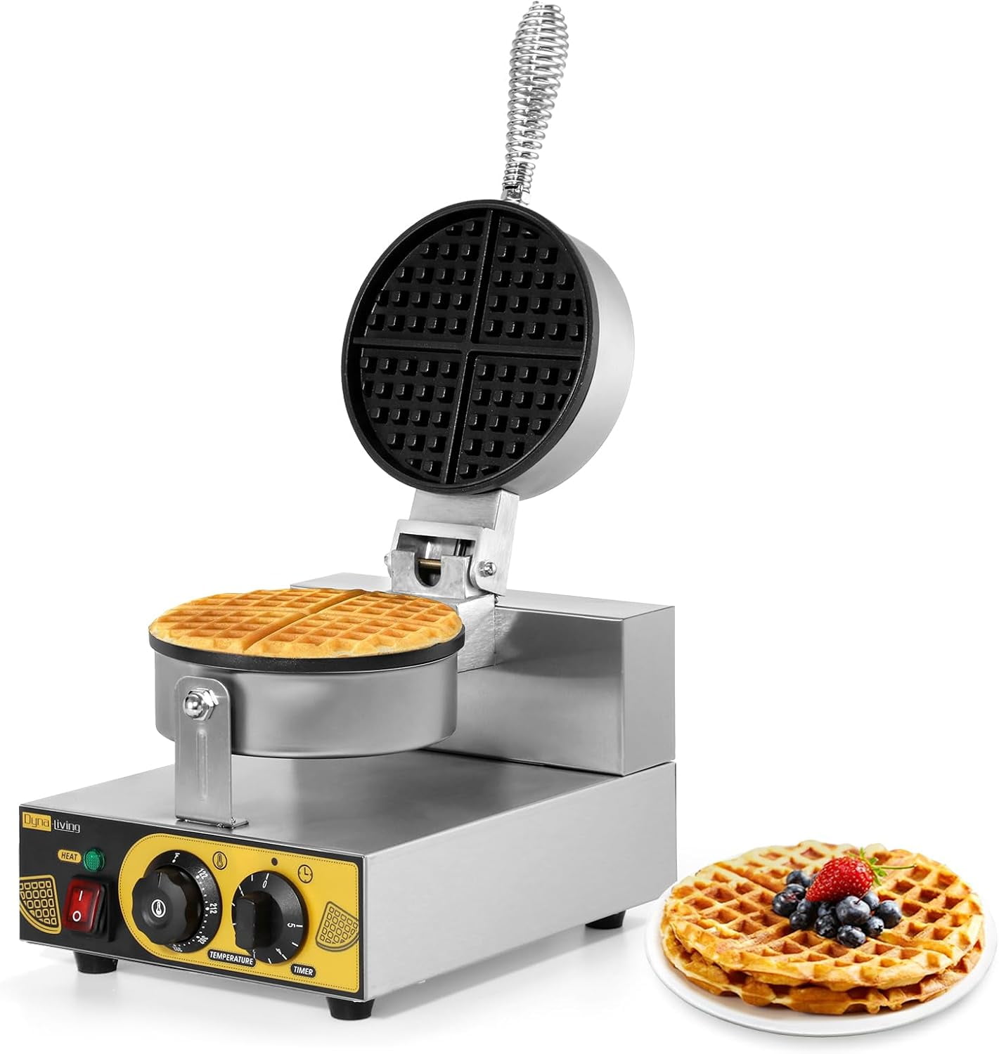 Commercial Waffle Maker Electric Waffle Iron Nonstick Restaurant Flip ...