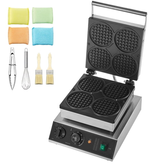 Commercial Waffle Maker with Timer,1750W Stainless Steel Belgian Waffle Iron,Adjustable Temperature Control for Restaurant,Cafe,or Home Kitchen Use
